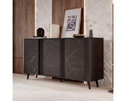 Meubella - Dressoir Veda - Zwart - Marmer - 150 cm