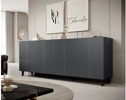 Meubella - Dressoir Vintar - Antraciet - 200 cm