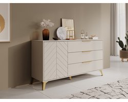 Meubella - Dressoir Xiano - Beige - 153 cm