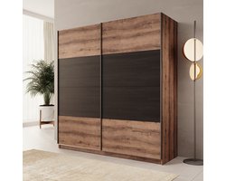 Meubella - Duvano - Kledingkast 2 schuifdeuren - Eiken - 200x61x210 cm