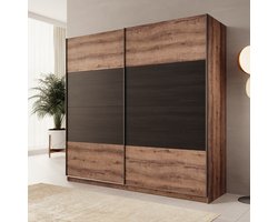 Meubella - Duvano - Kledingkast 2 schuifdeuren - Eiken - 220x61x210 cm