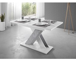 Meubella - Eetkamertafel Bari - Mat wit - 180 cm - Uitschuifbaar