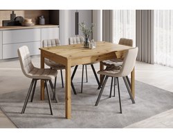 Meubella - Eetkamertafel Steve - Eiken - 160 cm - Uitschuifbaar