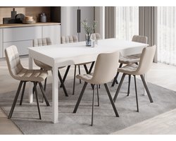 Meubella - Eetkamertafel Steve - Wit - 230 cm - Uitschuifbaar