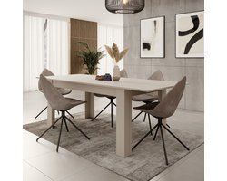 Meubella - Eetkamertafel Uverta - Beige - 220 cm - Uitschuifbaar