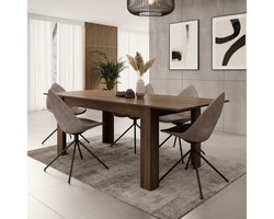 Meubella - Eetkamertafel Uverta - Donker eiken - 220 cm - Uitschuifbaar