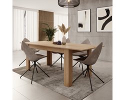 Meubella - Eetkamertafel Uverta - Licht eiken - 220 cm - Uitschuifbaar