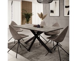 Meubella - Eetkamertafel Wabe - Betonlook - 160 cm