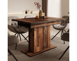 Meubella - Eettafel Benjamin - Old wood - 120 cm - Uitschuifbaar