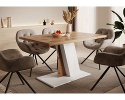 Meubella - Eettafel Brand - Eiken - Wit - 138 cm
