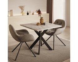 Meubella - Eettafel Pacey - Wit marmerlook - 90 cm