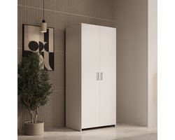 Meubella - Elario - Kledingkast 2 deurs - Wit - 80x54x191 cm