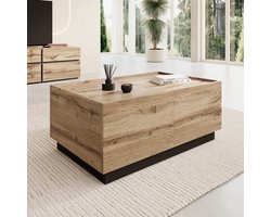 Meubella - Emino - Salontafel - Eikenpatroon - 90x58x38 cm