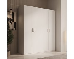 Meubella - Enzio - Kledingkast 4 deurs - Wit - 178x54x211 cm