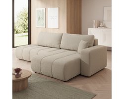 Meubella - Feather L - Hoekbank - Teddystof beige - Rechts