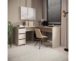 Meubella - Fuenta - Bureau - Beige - 142x142x74 cm