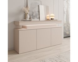 Meubella - Galan - Dressoir met LED - Beige - 160x39x83 cm