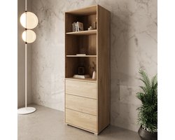 Meubella - Gideon - Boekenkast - Eikenpatroon - 60x40x178 cm