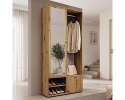 Meubella - Halkast Deacon - Eiken - 90 cm - Met spiegel