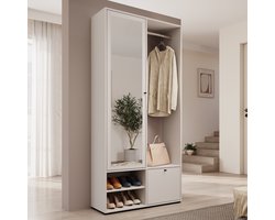 Meubella - Halkast Deacon - Wit - 90 cm - Met spiegel