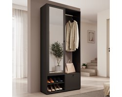 Meubella - Halkast Deacon - Zwart - 90 cm - Met spiegel