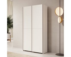 Meubella - Helvar - Kledingkast met schuifdeuren - Wit - 100x39x191 cm