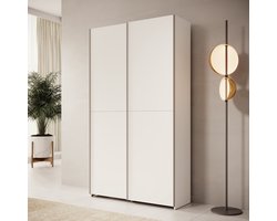 Meubella - Helvar - Kledingkast met schuifdeuren - Wit - 120x39x211 cm