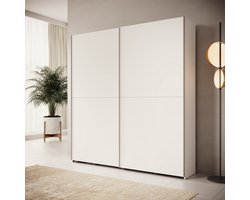 Meubella - Helvar - Kledingkast met schuifdeuren - Wit - 200x39x211 cm