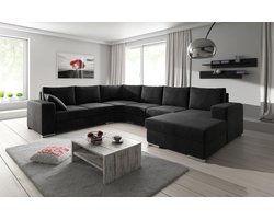 Meubella - Hoekbank Adel - Zwart - Velvet - Rechts