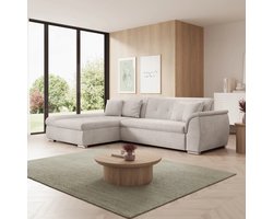 Meubella - Hoekbank Alberta - Beige - Ribstof - Links