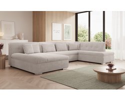 Meubella - Hoekbank Alberta XL - Beige - Ribstof - Links