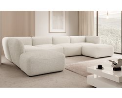 Meubella - Hoekbank Caesar - Wit - Teddy Boucle stof - Links