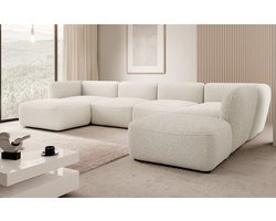 Meubella - Hoekbank Caesar - Wit - Teddy Boucle stof - Rechts