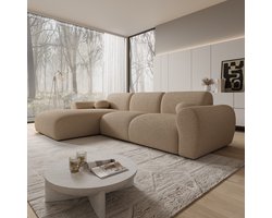 Meubella - Hoekbank Canyon - Beige - Teddystof - Links