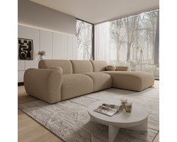 Meubella - Hoekbank Canyon - Beige - Teddystof - Rechts