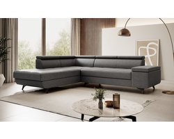 Meubella - Hoekbank Destiny - Grijs - Stof - Links