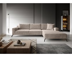 Meubella - Hoekbank Florencio - Bruin ribstof - Rechts