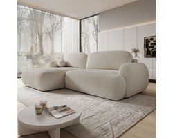 Meubella - Hoekbank Malaga - Beige - Teddystof - Links