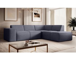 Meubella - Hoekbank Monet - Antraciet - Stof - Rechts