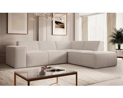 Meubella - Hoekbank Monet - Beige - Teddystof - Boucle - Rechts