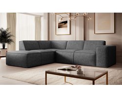 Meubella - Hoekbank Monet - Grijs - Leer - Links