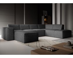 Meubella - Hoekbank Monet XL - Grijs - Leer - Links