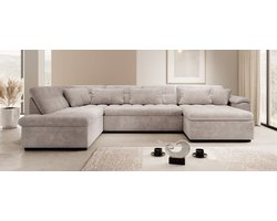 Meubella - Hoekbank Nicoreta - Beige ribstof - Rechts