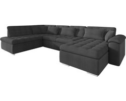 Meubella - Hoekbank Nicoreta - Grijs - Stof - Rechts
