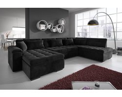 Meubella - Hoekbank Nicoreta - Zwart - Velvet - Links