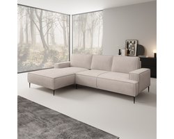 Meubella - Hoekbank Olympia - Beige ribstof - Links