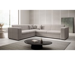 Meubella - Hoekbank Santana - Beige - Ribstof - Links