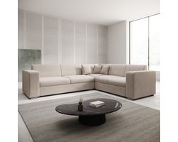 Meubella - Hoekbank Santana - Beige - Stof - Rechts