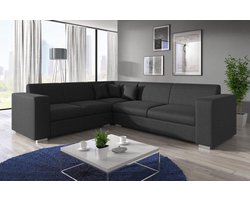 Meubella - Hoekbank Santana - Zwart - Stof - Links