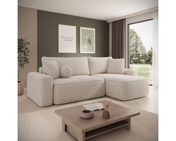 Meubella - Hoekbank Synth - Beige stof - Universeel